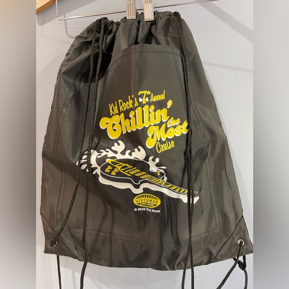 Kid Rock Chillin the Most Cruise Drawstring Backpack 2016 Black Nylon